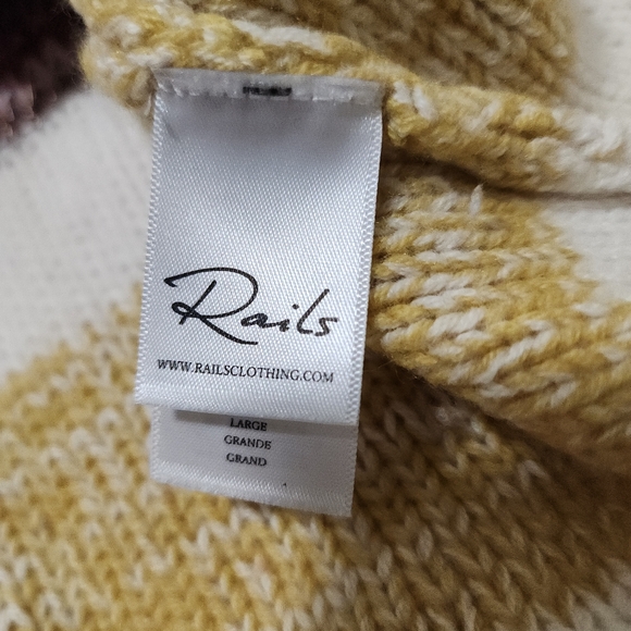 Rails Daphne Wool Cashmere Striped Sweater Cream Multi Metallic Size Large - Picture 10 of 17